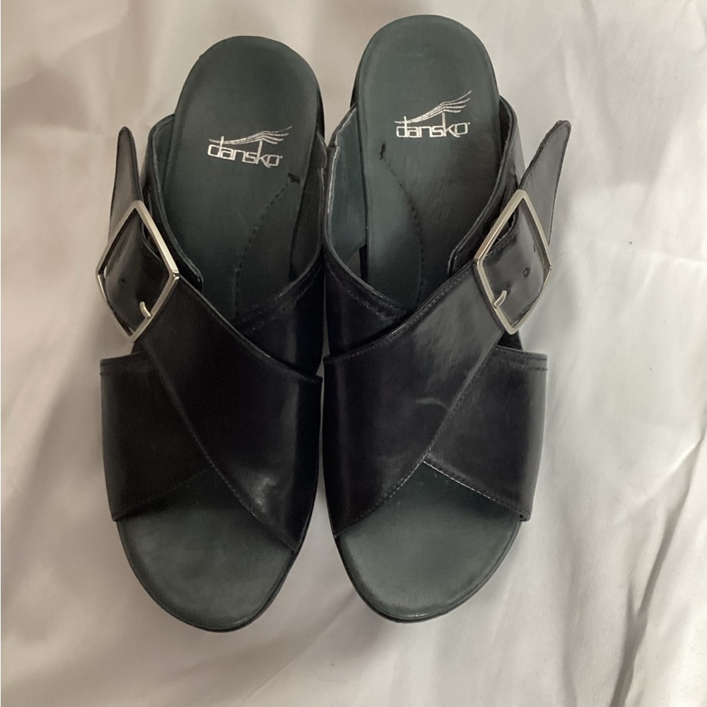 Dansko Women’s Black Leather Buckle Sandals - Size 37 (US 6.5-7)
